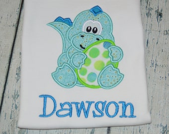 Personalized Dinosaur Shirt: Boys Monogrammed Dino Egg Tee