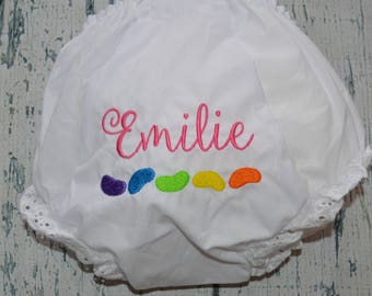 Jelly Bean Baby Bloomers Personalized, Monogrammed Easter Girls Diaper Cover