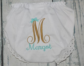 Baby Bloomers, Monogrammed Baby Girl Bloomer, Embroidered Diaper Cover with Monogram, Newborn Bloomers, Personalized Baby Bloomers