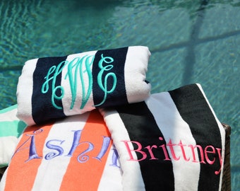 Monogrammed Beach Towel, Personalized Beach Towel, Cabana Stripe Towel