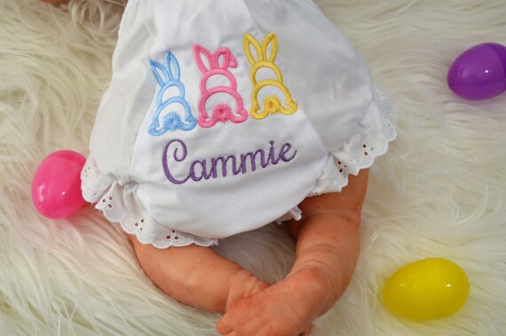 Easter Bunny Baby Bloomers Personalized, Baby Girls Diaper Cover