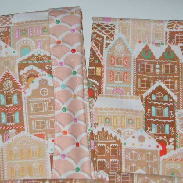 Gingerbread House Christmas Reversible Cloth Napkin 16"x20" Cotton Dish Cloth