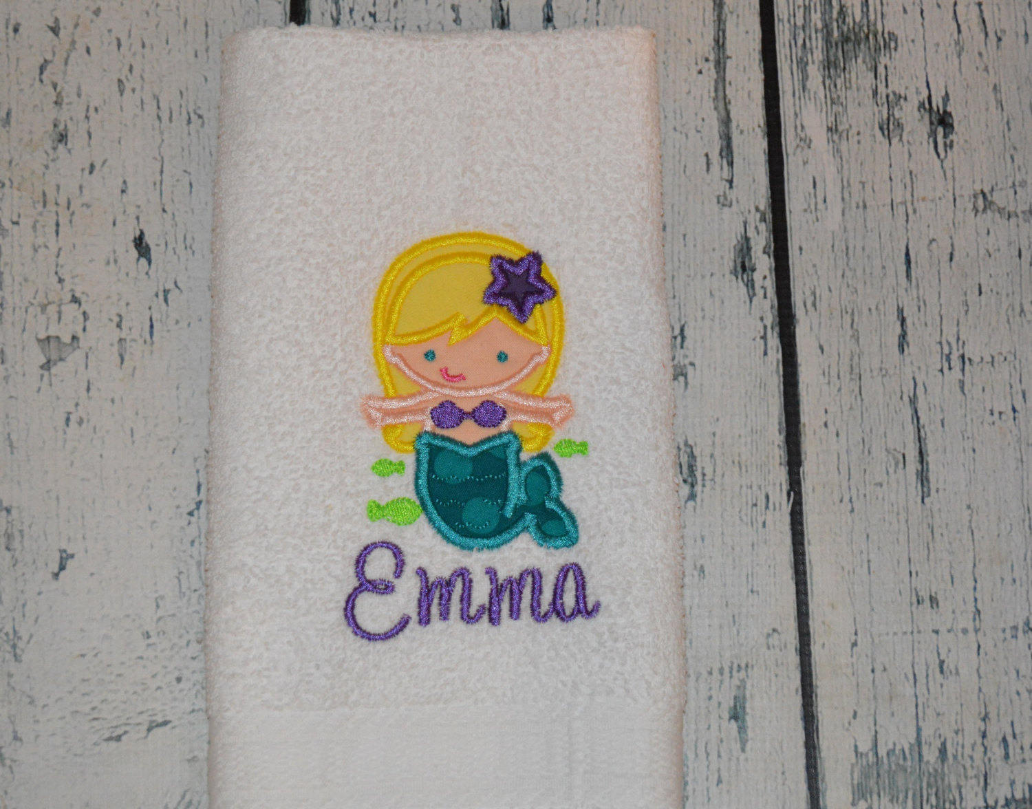 PERSONALIZED Mermaid Hand Towel Monogrammed or You Choose Etsy