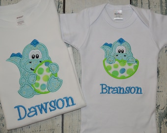 Dinosaur Sibling Set - Big Brother and Lil Brother Sibling set - Brother Sister Sibling Set