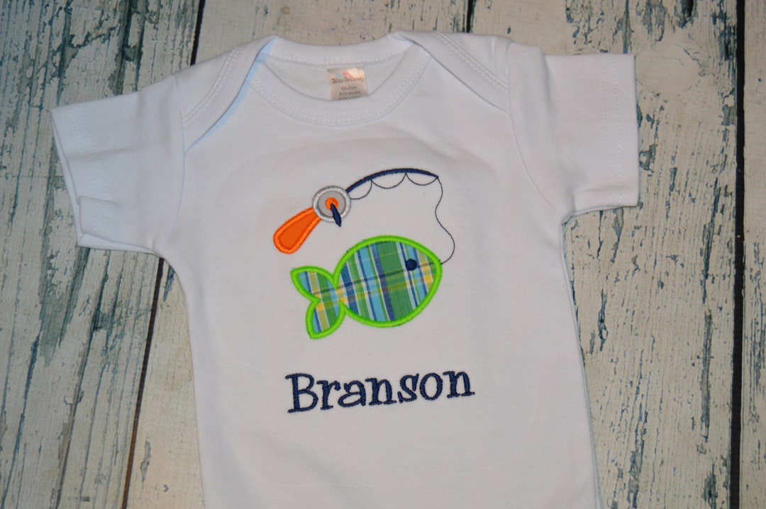 PERSONALIZED Baby Boy Fishing Bodysuit Fishing Pole Boys Etsy