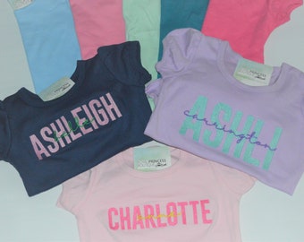 Personalized Girls Ruffle Shirt, Monogrammed First and Middle Name Shirt