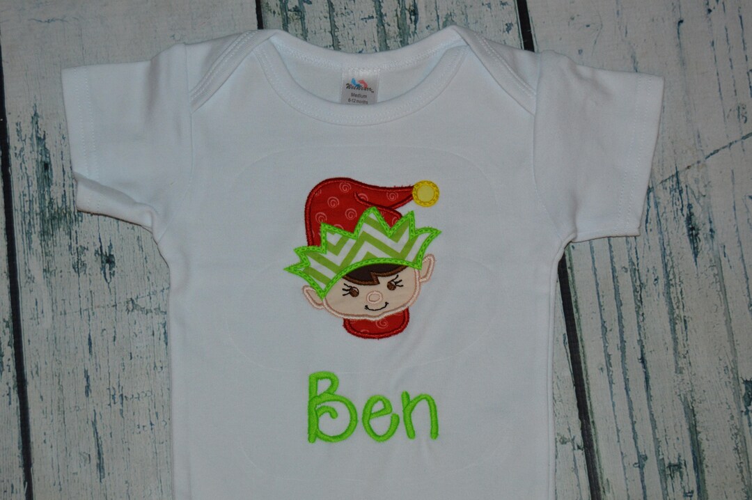 Personalized Boy Elf Shirt, Monogrammed Christmas Shirt or Bodysuit - Etsy