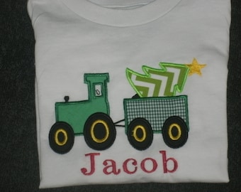 Personalized Boys Christmas Tractor Shirt