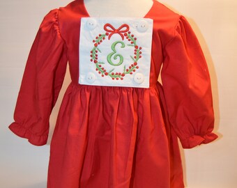 Christmas Berry Wreath Dress with Removable Tab - Interchangeable Dress