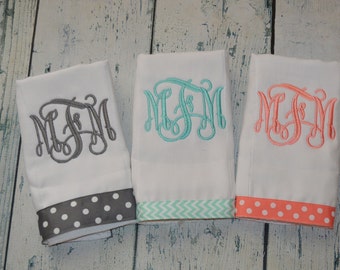 Personalized Burp cloth Set of 3  Burpies for Girls or Boys You Design  Monogrammed