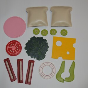 Pretend Play Food Sandwich Making Kit, Vinyl Pretend Play Kitchen Food Toy Set image 4