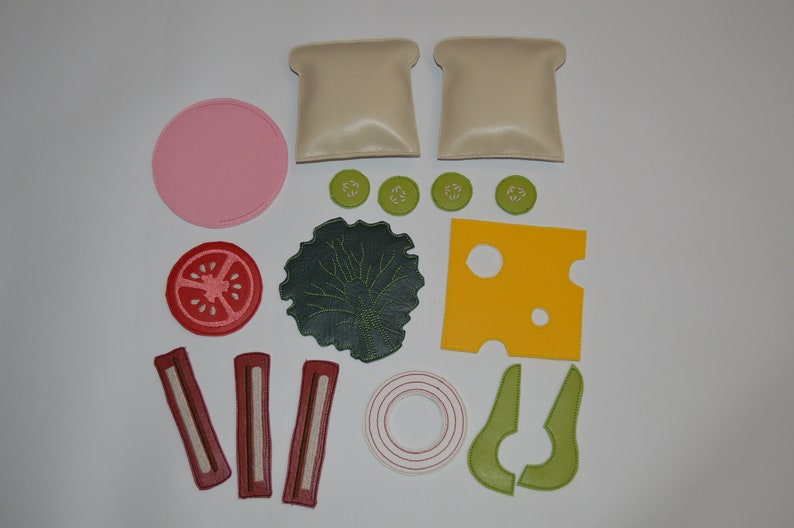 Pretend Play Food Sandwich Making Kit, Vinyl Pretend Play Kitchen Food Toy Set image 4