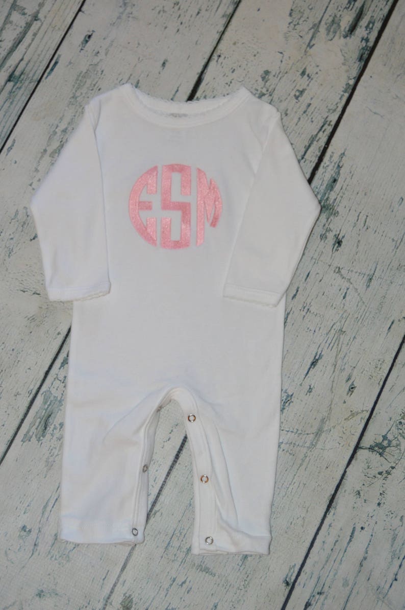 Monogrammed Coming Home Outfit 0-3 Month Personalized Baby Sleeper Romper 3-6 Month 6-12 Month