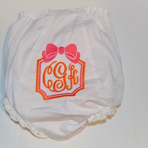 Monogrammed Baby Girl Bloomer,  Preppy Bow Baby Bloomer, Personalized  BLOOMERS Diaper Cover