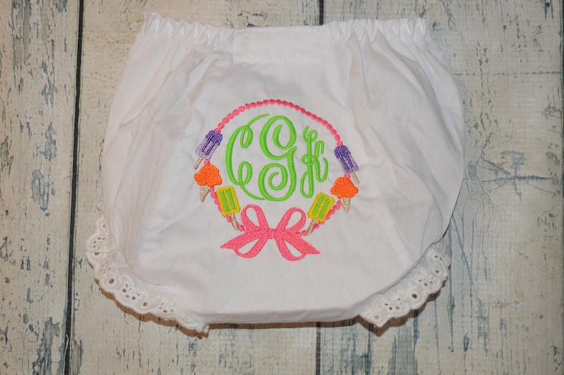 Ice Cream Baby Bloomers,Popsicle Baby Bloomers diaper cover Monogrammed baby bloomers personalized Toddler bloomers