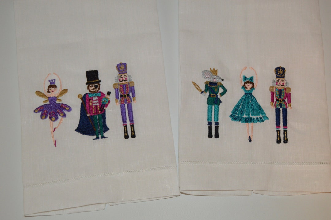 Nutcracker Ballet Linen Guest Towel Personalized Jewel Tone, Linen