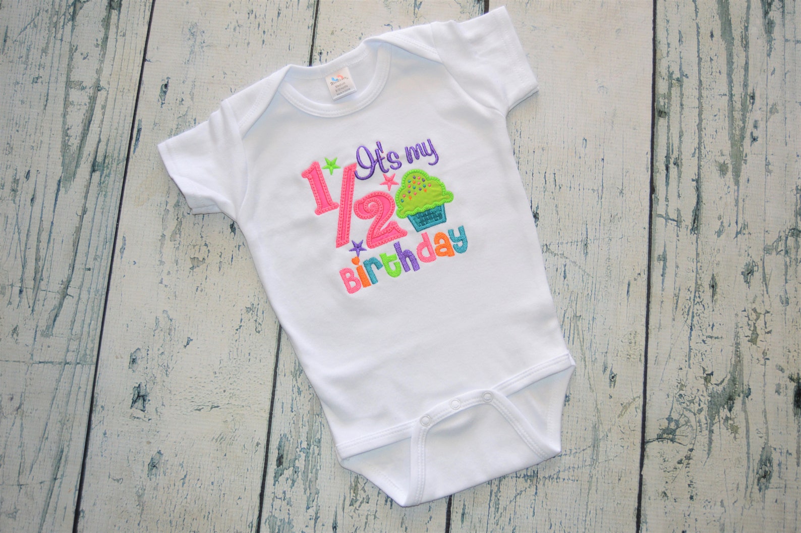 Happy Half Birthday Bodysuit 1/2 Birthday Shirt Baby 6 Month Etsy