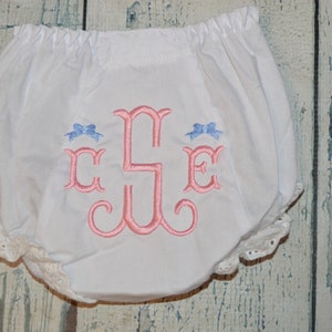 Monogrammed Baby Bloomers with Little Embroidered Bows, Custom Mini Design & Colors,  Baby Bloomer,  Personalized Bloomers