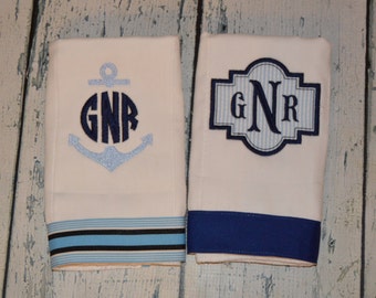 Personalized Anchor Burp cloth Set of 2 Monogrammed Baby Boy