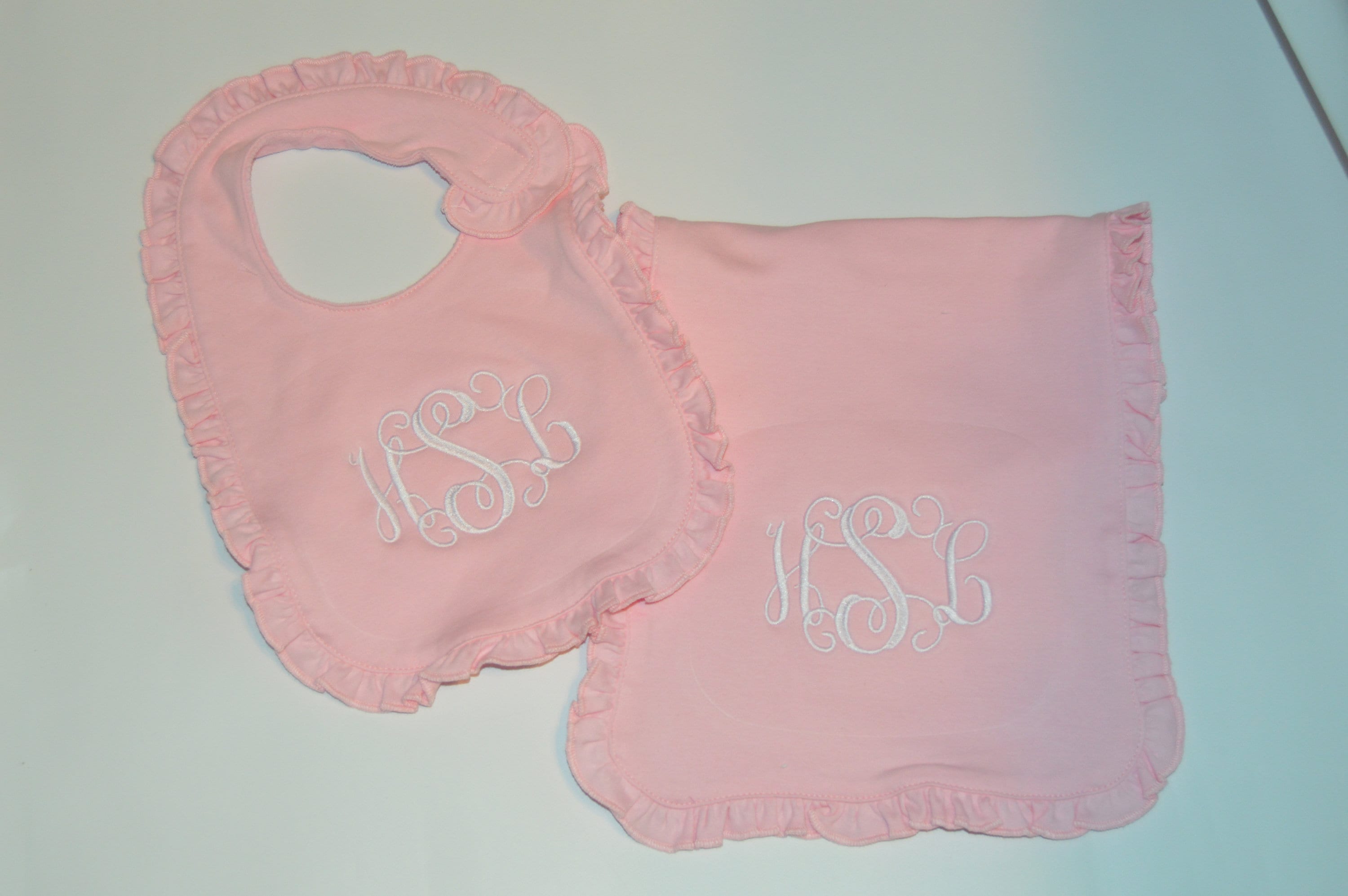 Pink Ruffle Bib Personalized Pink Baby Girl Ruffle Bib And/or Burp Cloth Quick Ship - Etsy