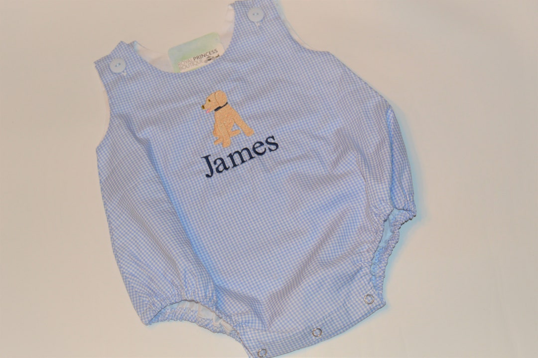 Luli & Me Baby Boys Overall Bubble - Gingham - Aqua