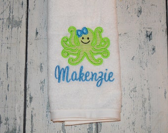 PERSONALIZED Octopus Hand Towel Monogrammed or you choose design