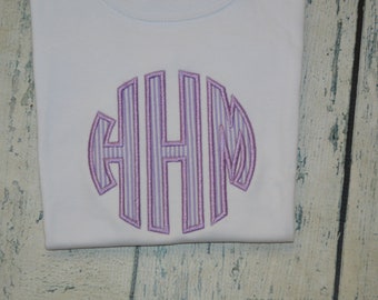 Monogrammed  Girls Shirt, Personalized Baby Outfit, Circle Applique bodysuit or Girls Shirt, Personalized Girls Shirt