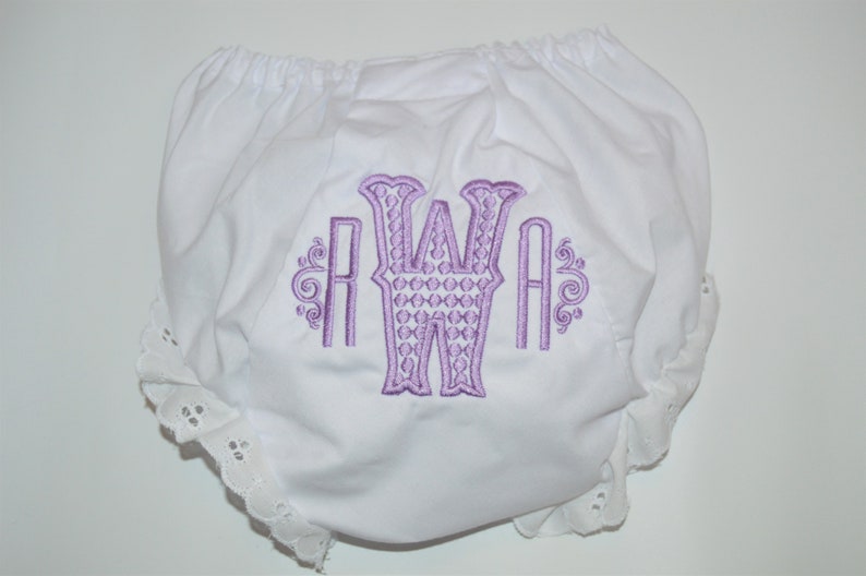 Baby Bloomers Monogrammed Baby Girl Diaper Cover, QUICK SHIP, Diaper Cover with Monogram, Blank Baby Bloomers, Personalized Baby Bloomers image 4