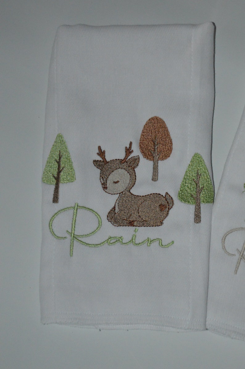 Personalized Forest Animal Burp cloth Set of 3 image 5