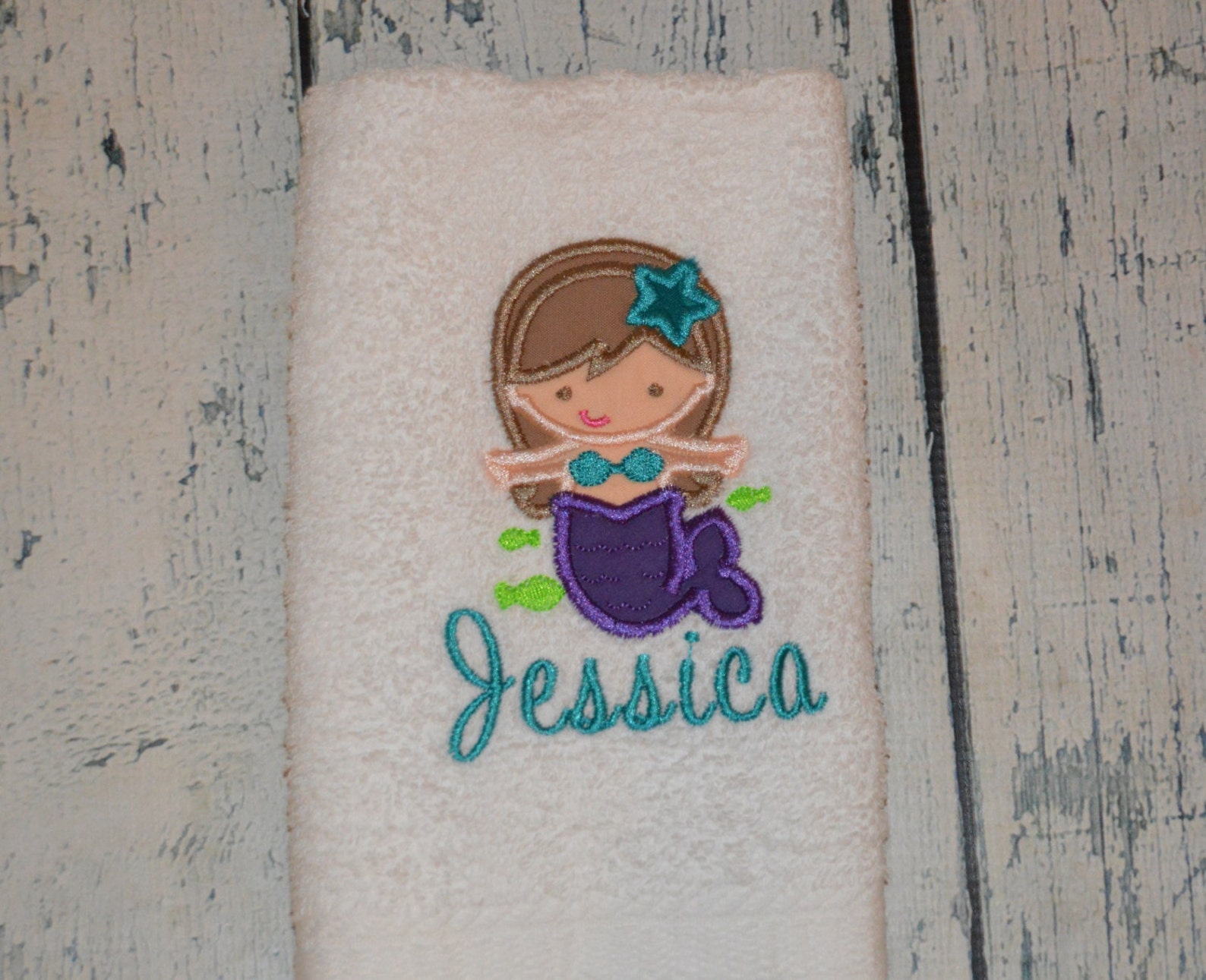 PERSONALIZED Mermaid Hand Towel Monogrammed or You Choose Etsy
