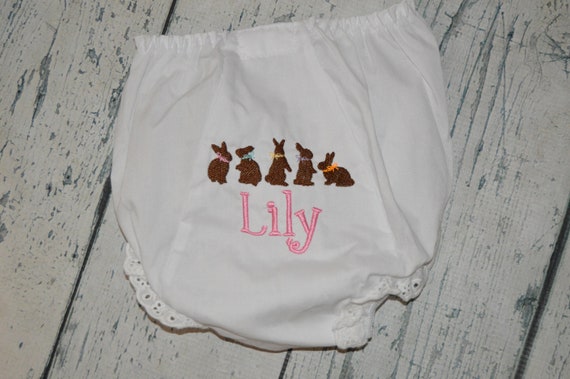 Personalized Easter Bunny Baby Bloomers, Monogrammed Girls Diaper