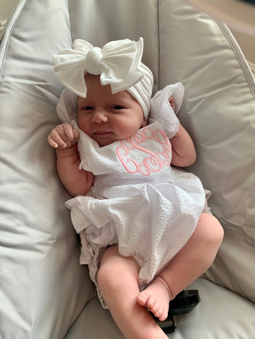 Baby Girl Ruffle Bottom Bubble Romper Personalized, Monogrammed Baby