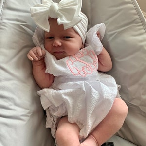 Baby Girl Ruffle Bottom Bubble Romper Personalized, Monogrammed  Baby Girls Sunsuit, Girls Crossback Ruffle Bubble