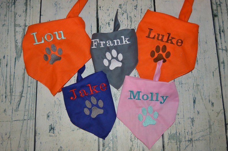 Personalized Dog Bandana with Paw Print Custom Colors and Quick Processing image 5