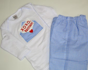 Personalized  Boys Valentines Outfit Love Letter