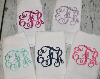 Personalized Baby Girl Burp cloth Set of 5  Burpies  Monogrammed - Custom Colors