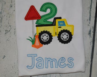 PERSONALIZED Construction Truck 2nd Birthday Shirt  Monogrammed