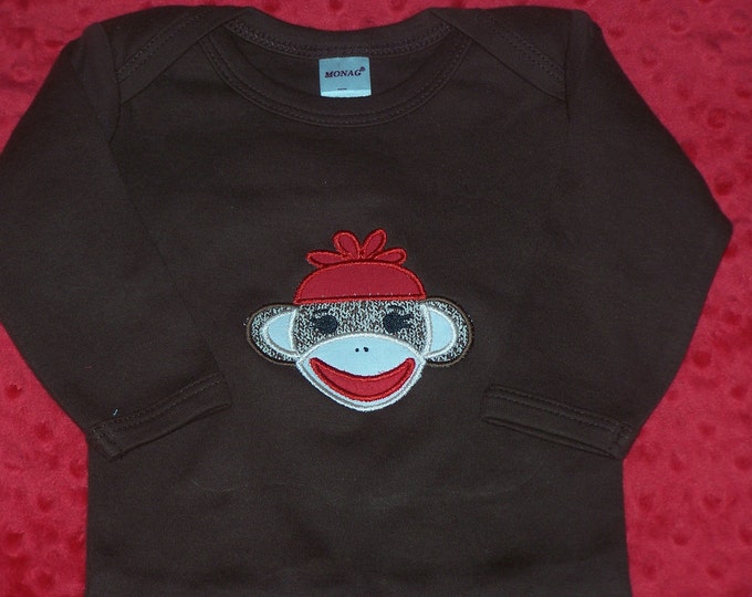 Sock Monkey Infant Gown Layette Free Monogram Personalized Etsy