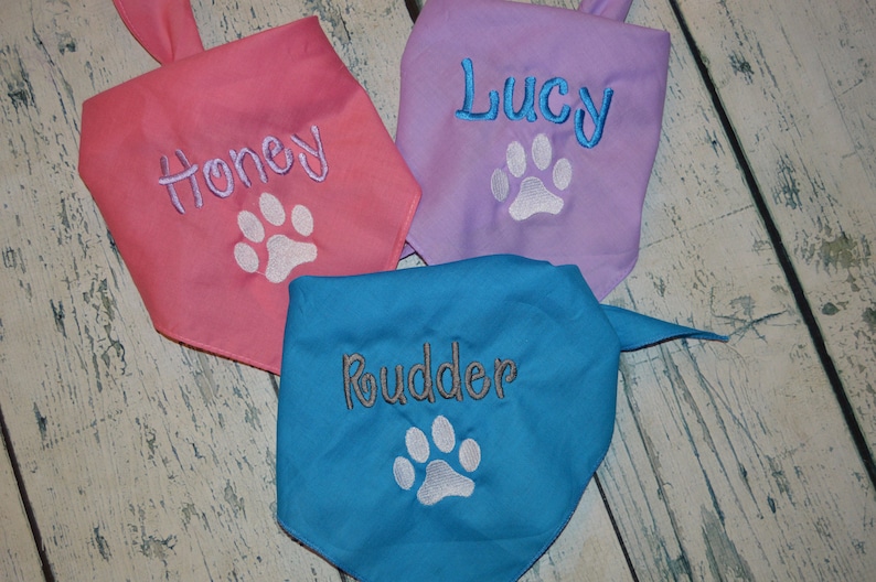 Personalized Dog Bandana with Paw Print Custom Colors and Quick Processing image 6
