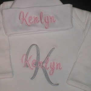 PERSONALIZED  Newborn Gown and Cap set, Monogrammed Baby Coming Home Outfit