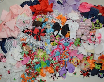 Wholesale Hairbows Lot of 210 Bows and Hair Clips, Craft Supply Destash
