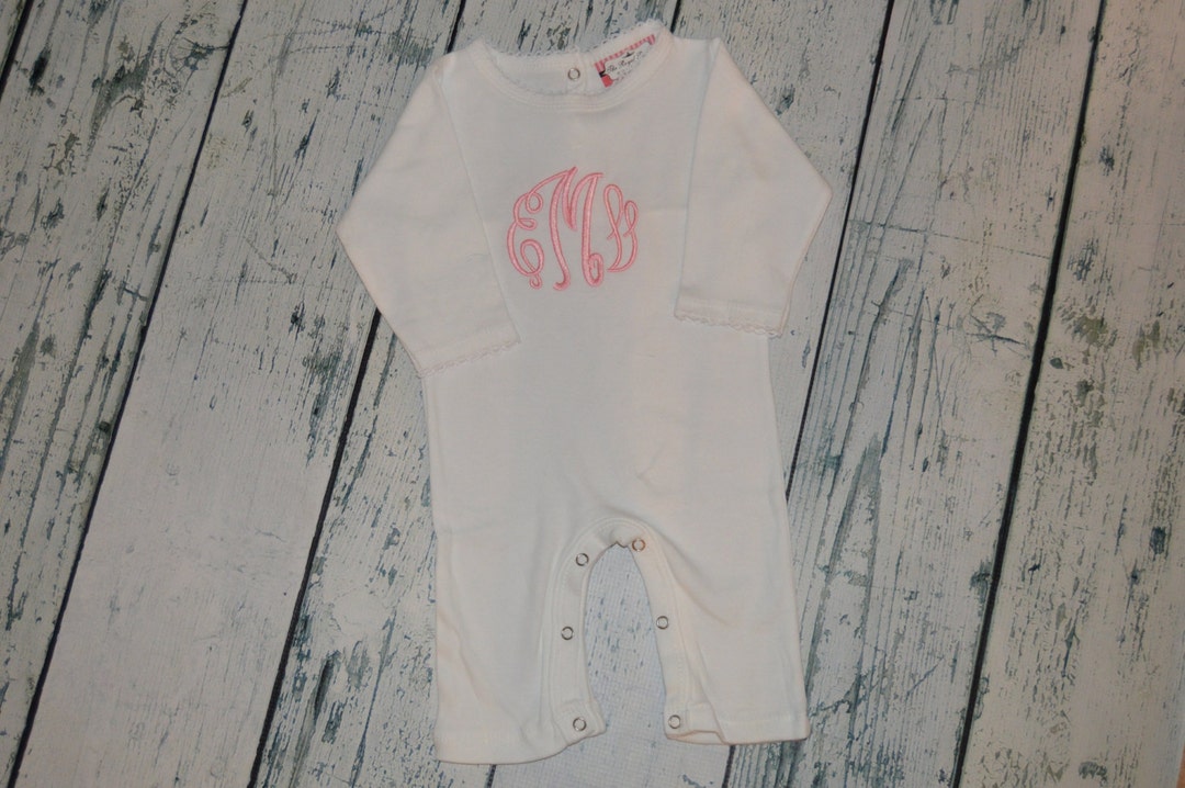 Personalized Infant Sleeper Romper Monogrammed Coming Home Outfit Etsy