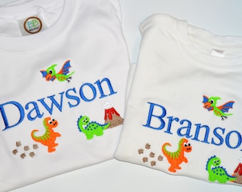Personalized Dinosaur Shirt or Bodysuit,  Dinosaur Embroidered Shirt