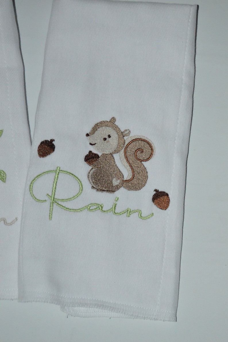 Personalized Forest Animal Burp cloth Set of 3 image 3