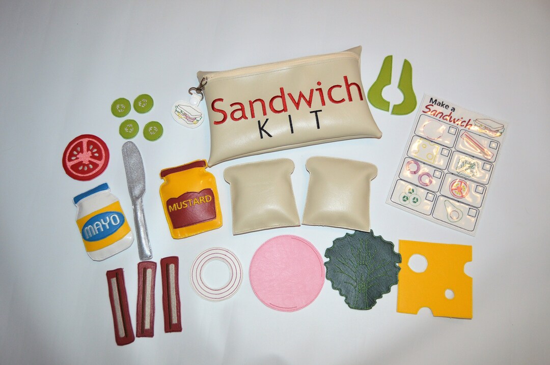 Pretend Play Food Sandwich Making Kit, Vinyl Pretend Play Kitchen Food