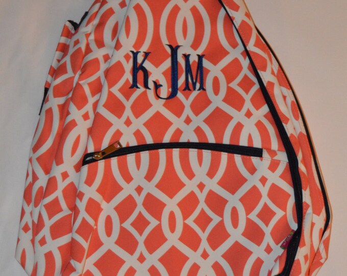 Personalized Tennis Racket Cover Bag Coral Geometric Print Etsy