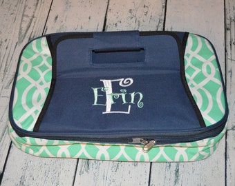 Personalized Casserole Tote, Mint and Navy Casserole Carrier, Personalized Gift, Monogrammed