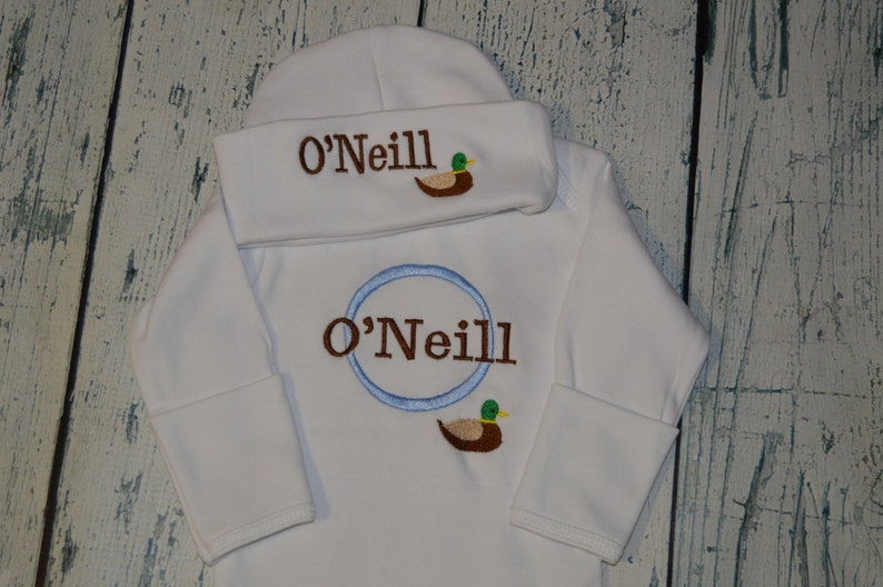 Personalized Baby Gown and Hat Set Monogrammed Coming Home Etsy