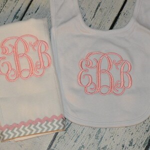 Personalized Baby Girl Bib and Burp Cloth set Baby Gift
