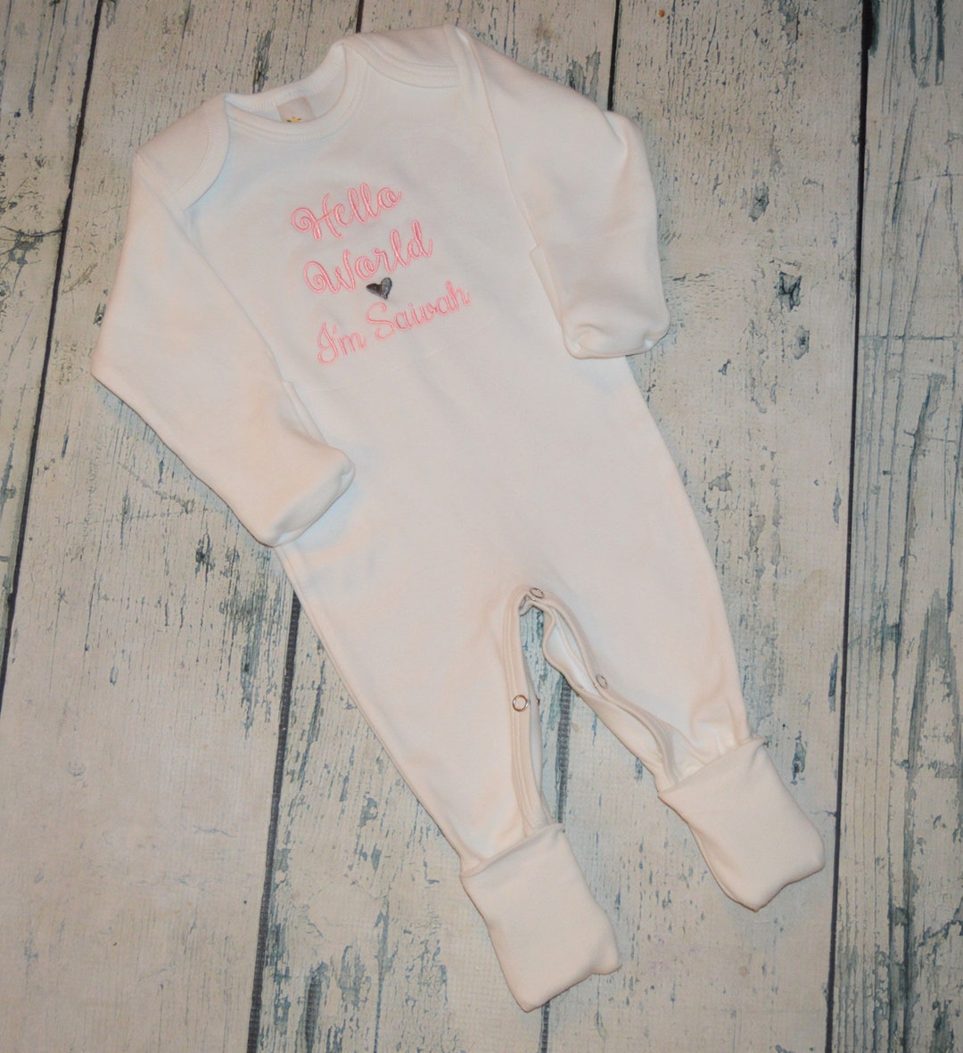 Personalized Baby Sleeper Romper With Mittens and Footies, Newborn Baby